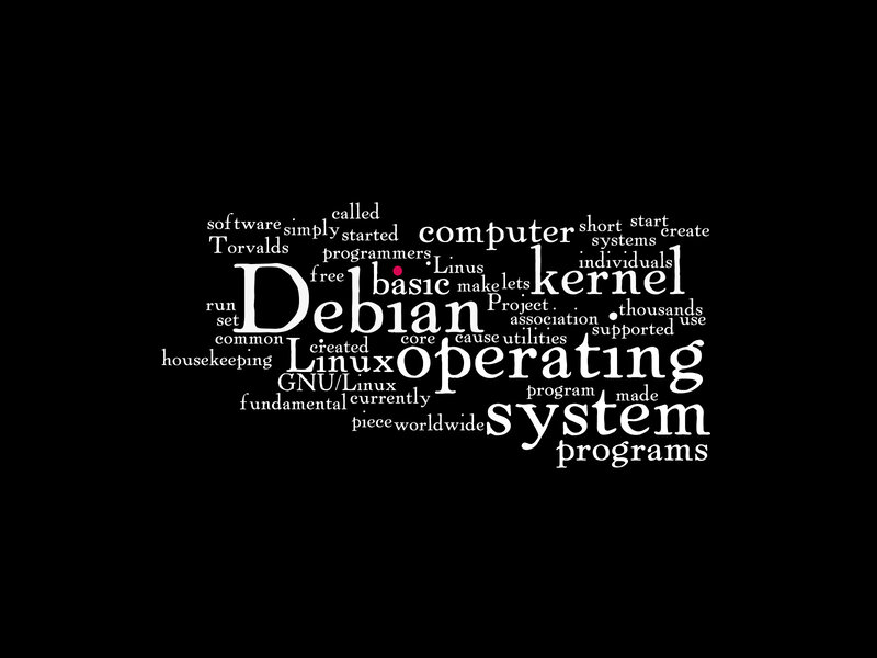 Debian Linux word cloud