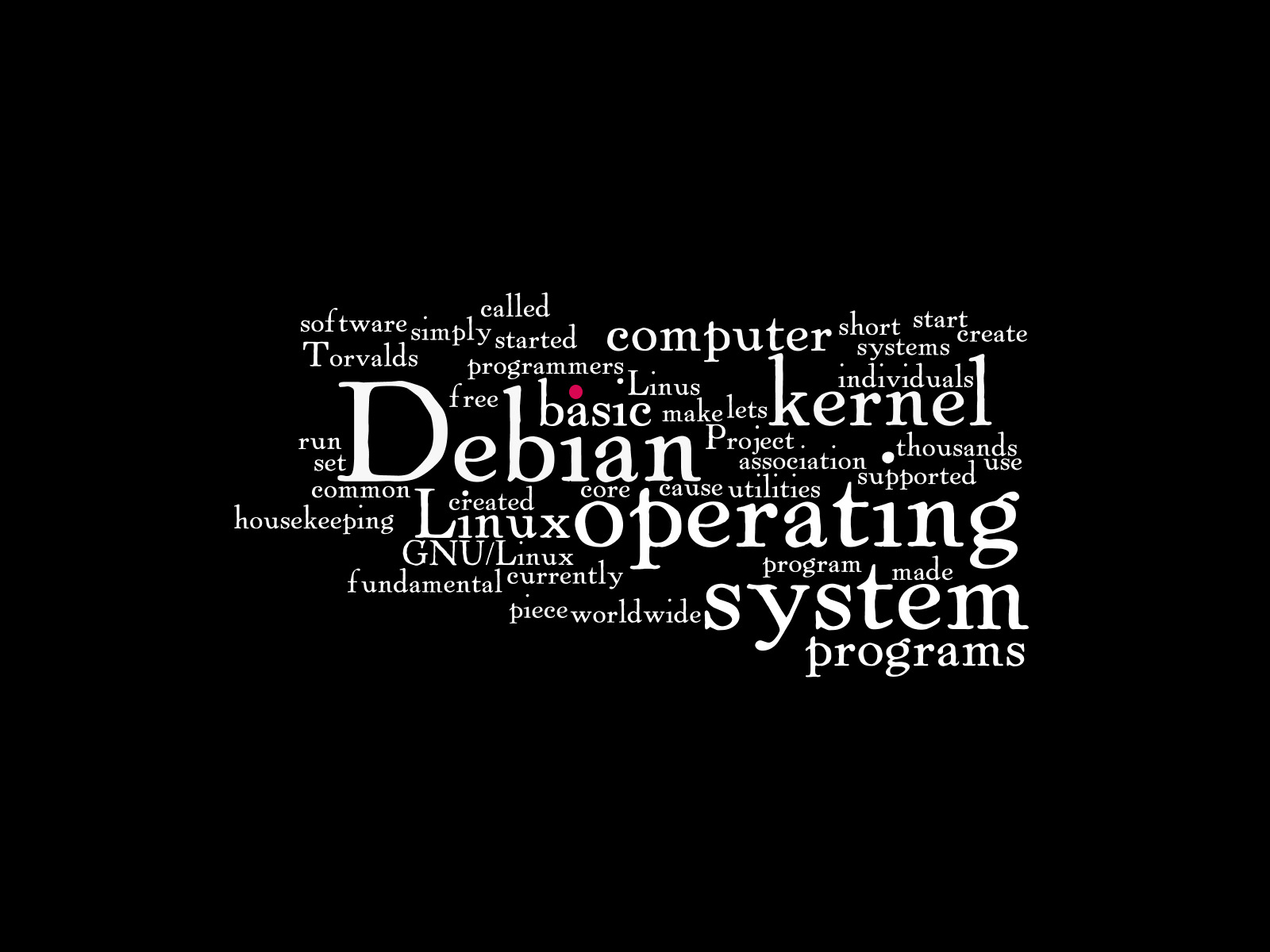 Debian Linux word cloud