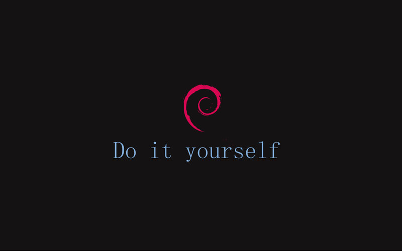 Debian Logo and Text — Black