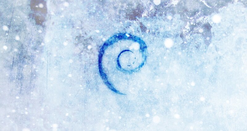 Debian logo in snowy texture