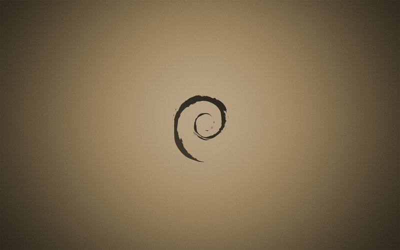 Debian logo on beige background