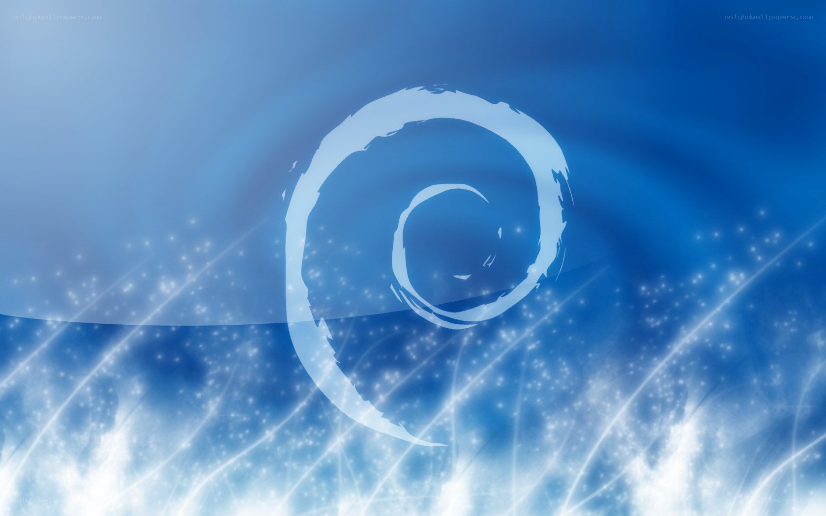 Debian logo on blue background
