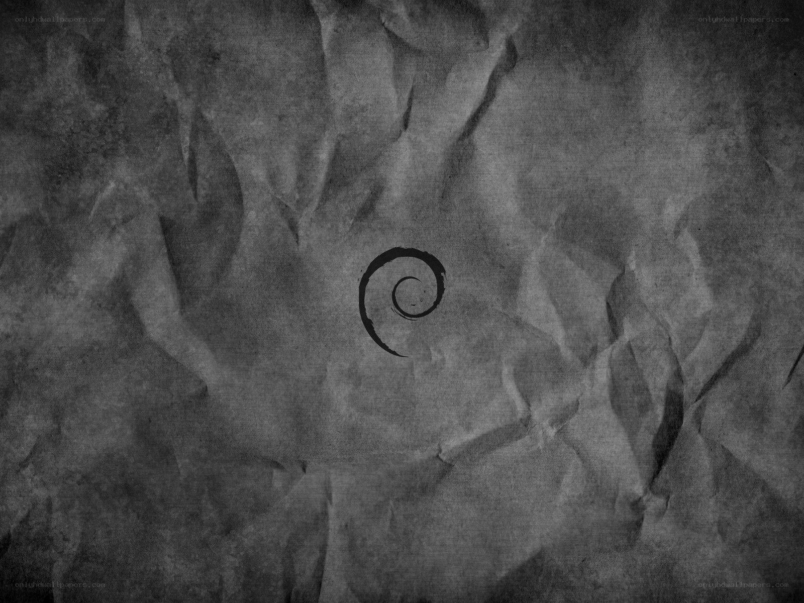 Debian logo on crumpled paper
