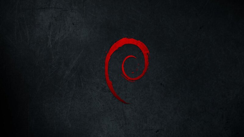 Debian logo on dark background