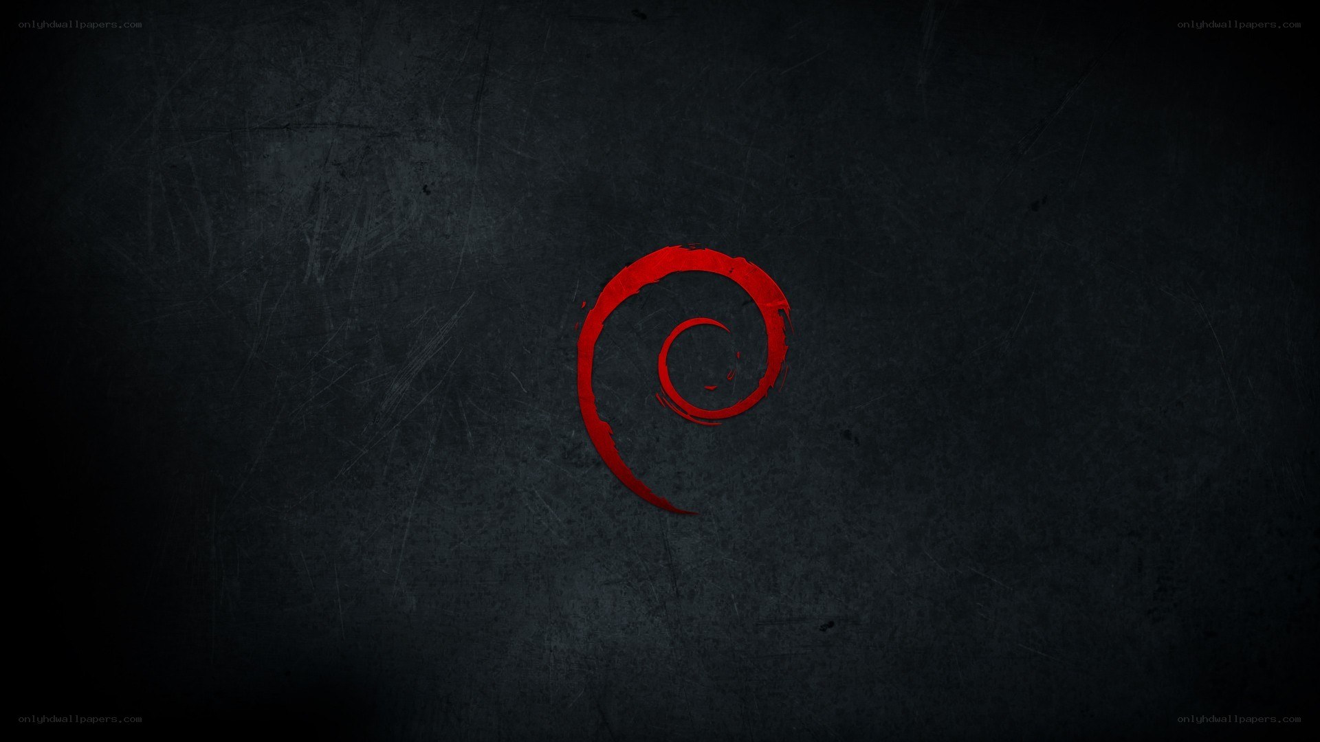 Debian logo on dark background