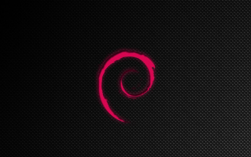 Debian logo on dark background