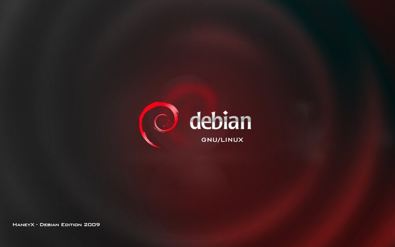 Debian Logo on Dark Background — Black, Minimalist