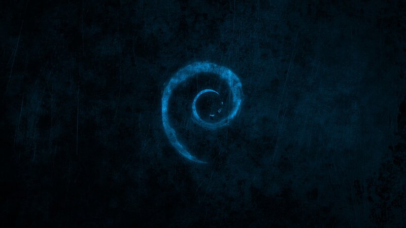 Debian Logo on Dark Background — Blue