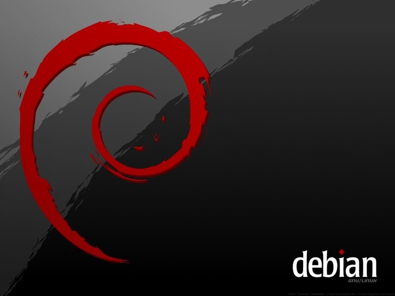 Debian Logo on Dark Background — Red, Minimalist