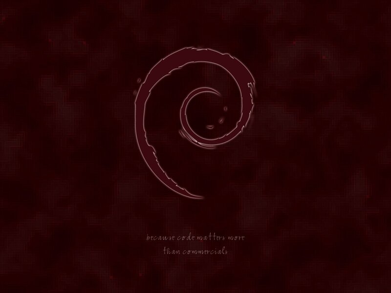 Debian Logo on Dark Background — Red