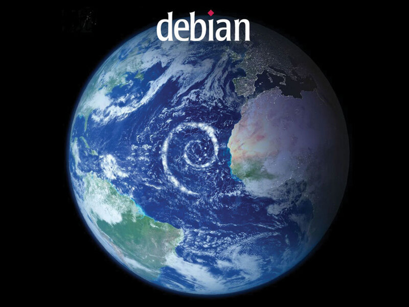 Debian logo on Earth