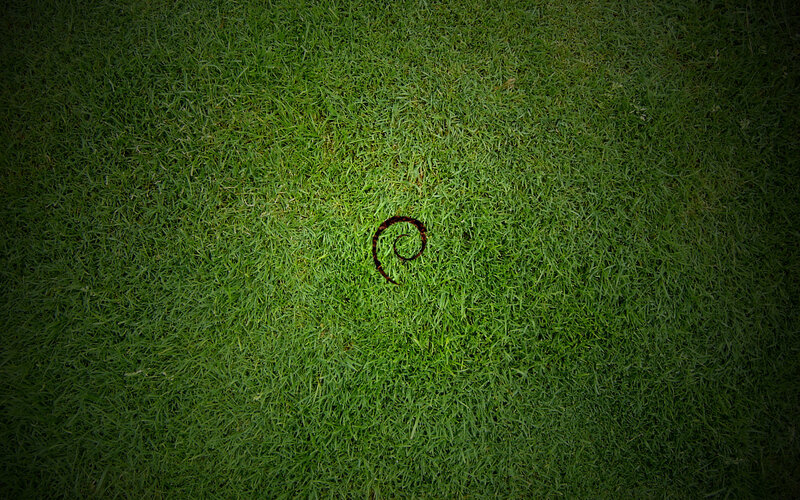Debian logo on grass