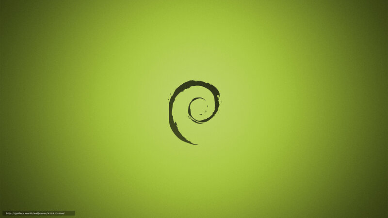 Debian logo on green background