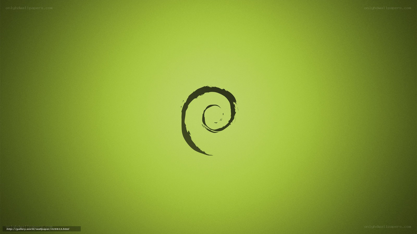 Debian logo on green background