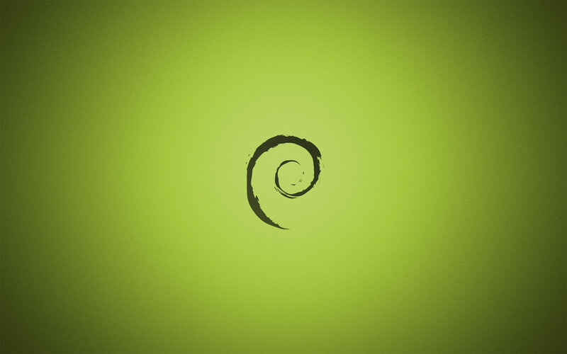 Debian logo on green background