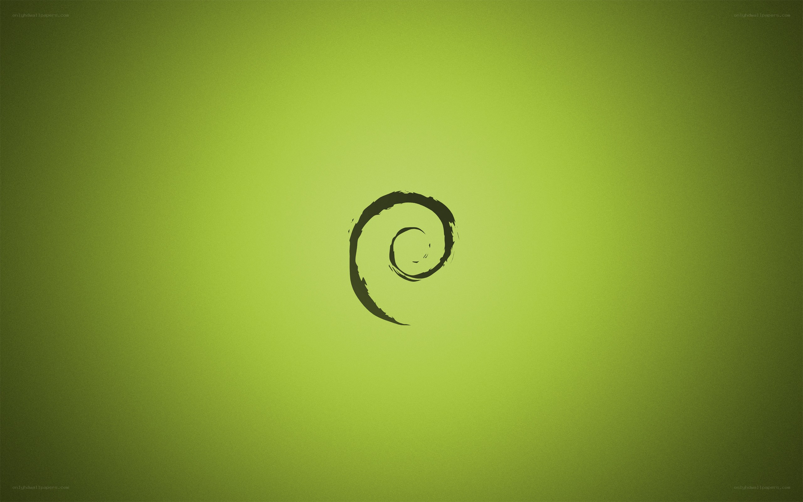 Debian logo on green background