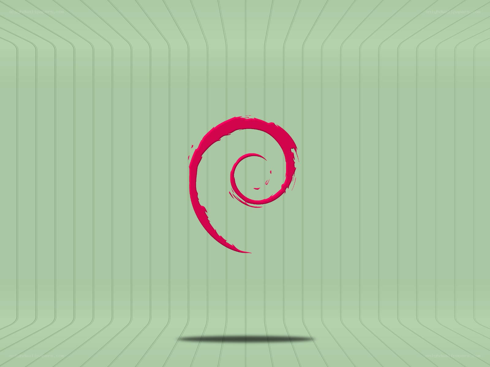 Debian logo on green background