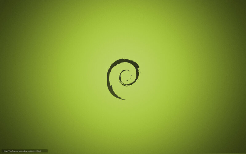 Debian logo on green background