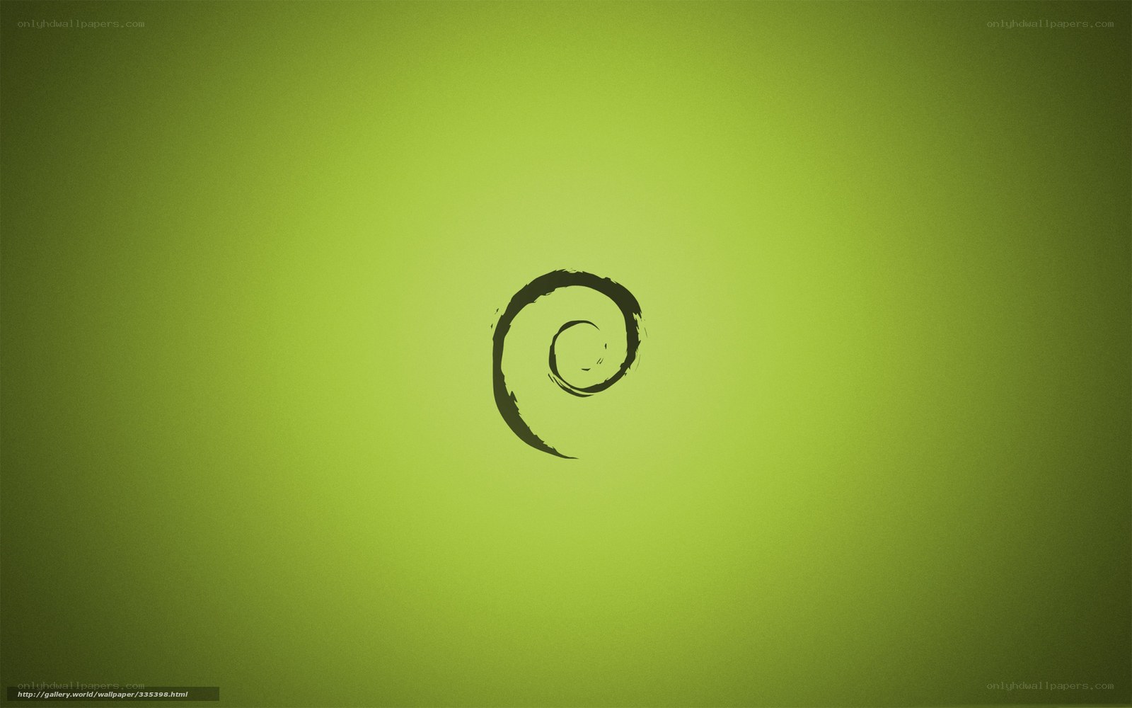 Debian logo on green background