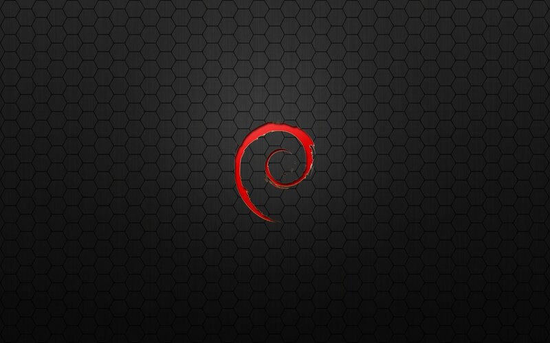 Debian Logo on Hex Pattern — Black