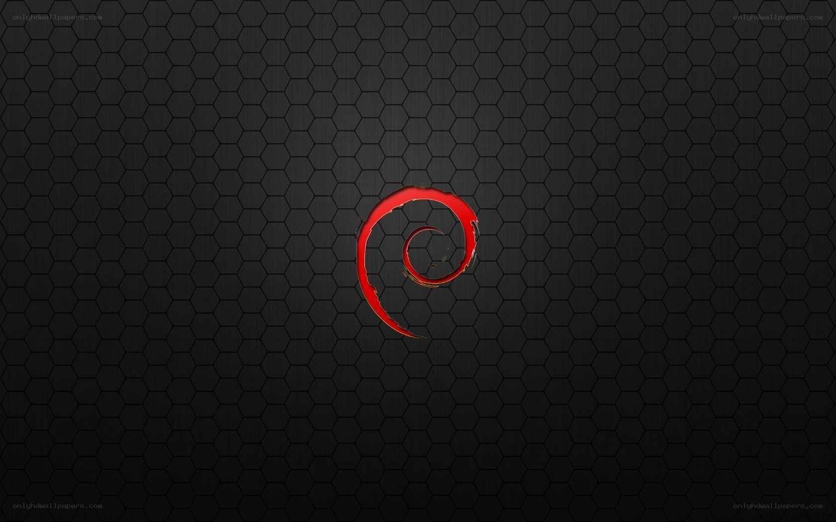 Debian logo on hex pattern