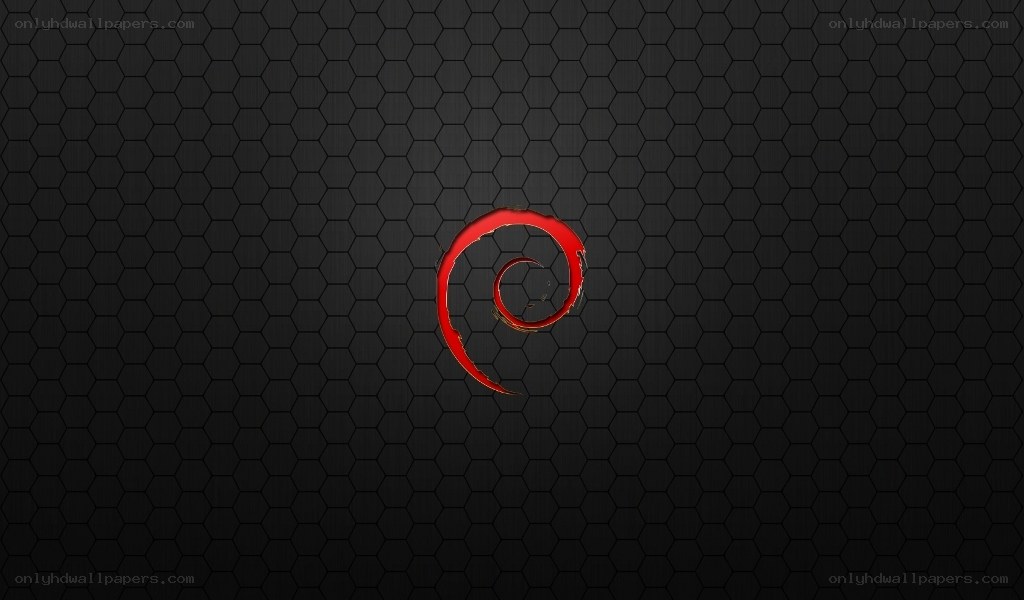 Debian logo on hexagonal background