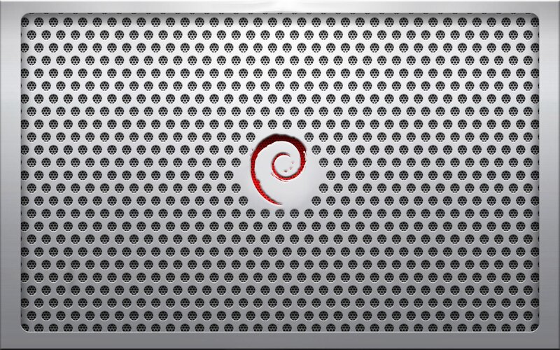 Debian Logo on Metal Grille — Silver