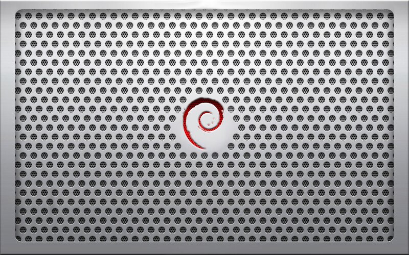 Debian logo on metal grille