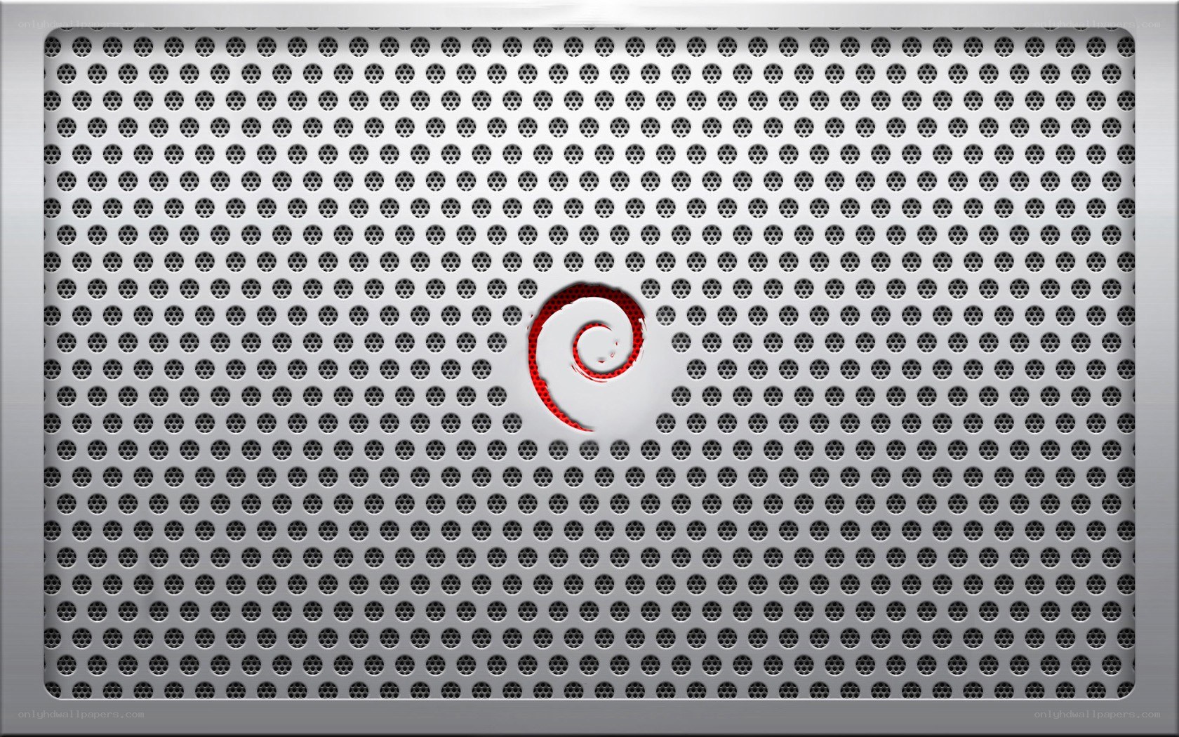 Debian logo on metal grille