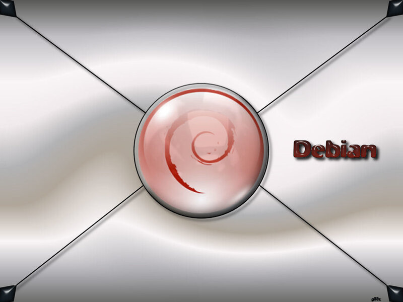 Debian logo on metallic background