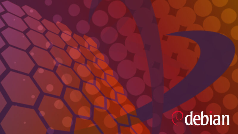 Debian Logo on Patterned Background — Purple