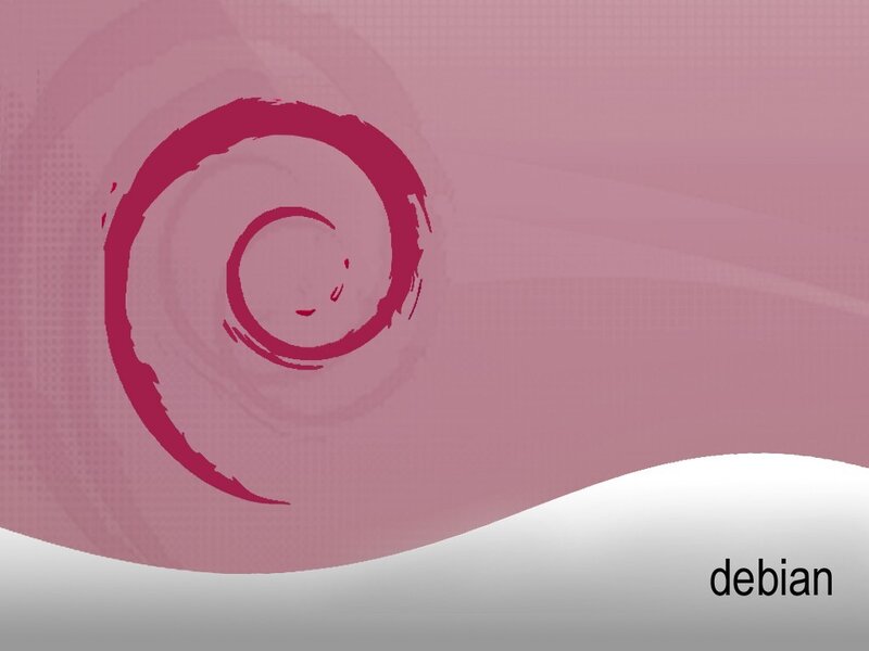 Debian Logo on Pink Background — Minimalist