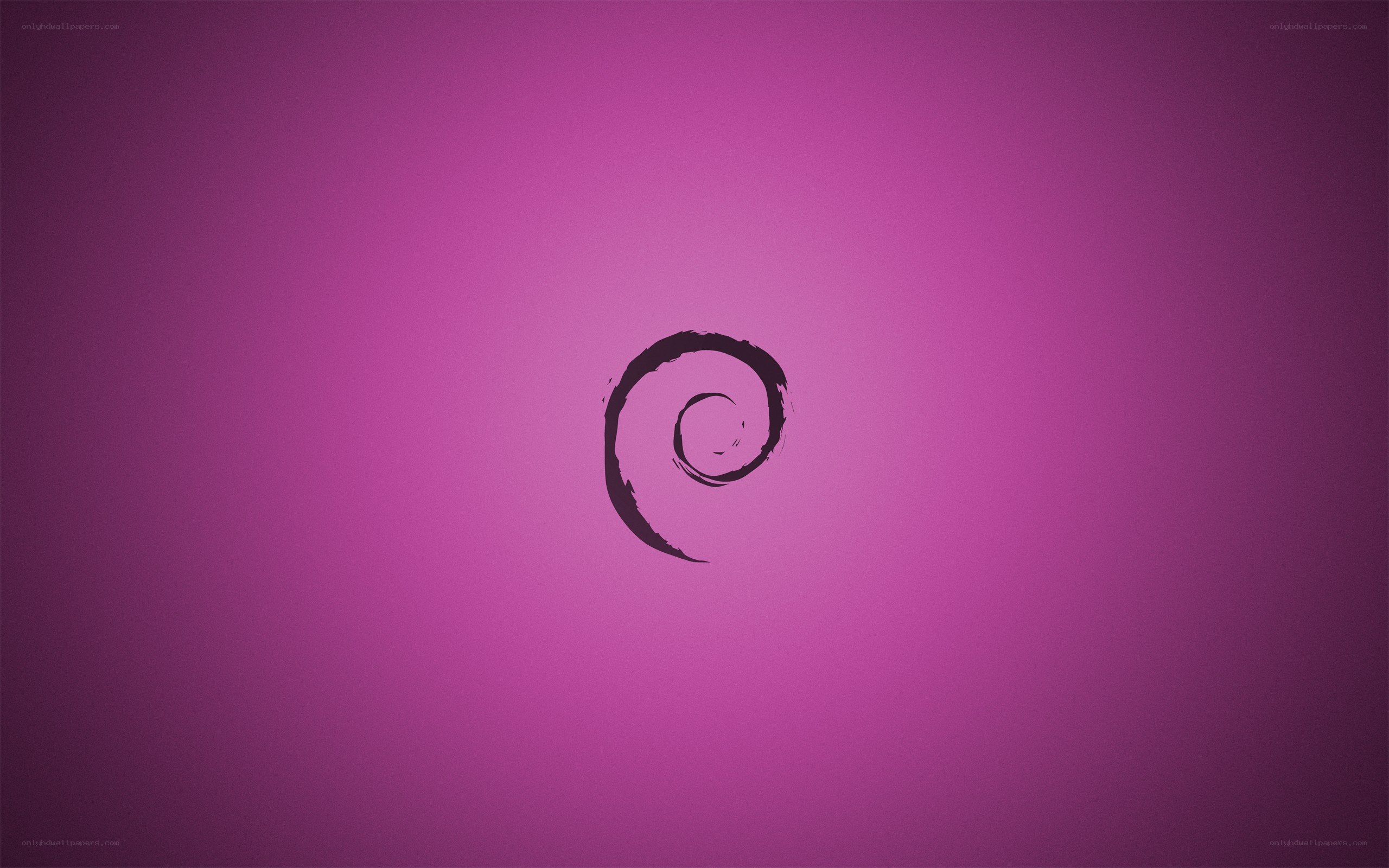 Debian logo on purple background