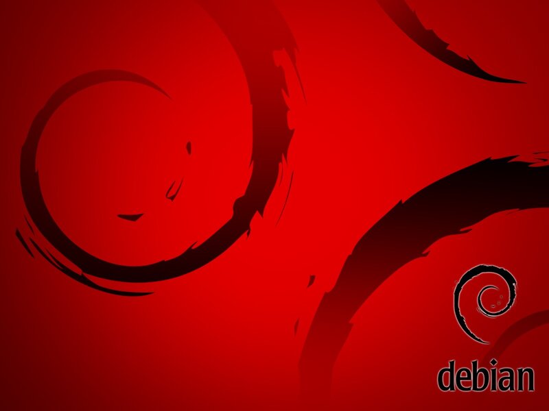Debian Logo on Red Background — Abstract