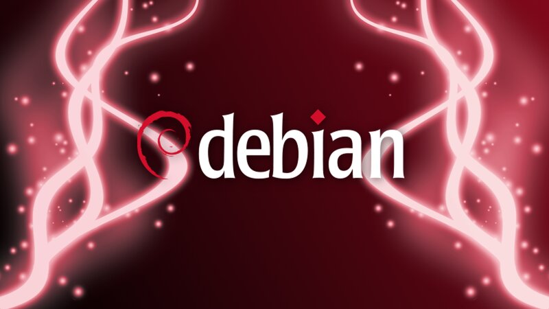 Debian Logo on Red Background — Dramatic