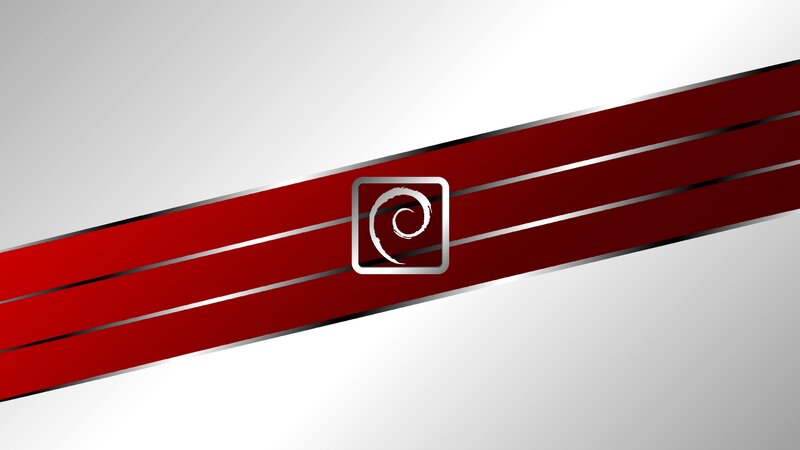 Debian Logo on Red Stripes — Minimalist