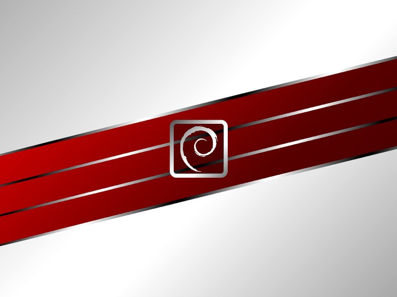 Debian Logo on Red Stripes