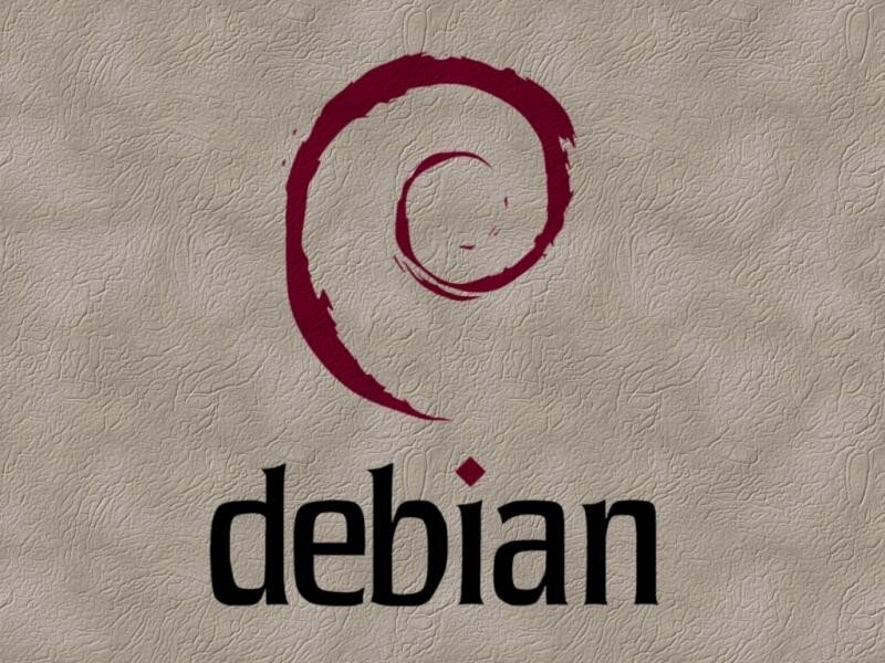 Debian logo on textured background