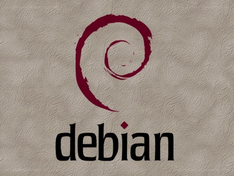Debian logo on textured background