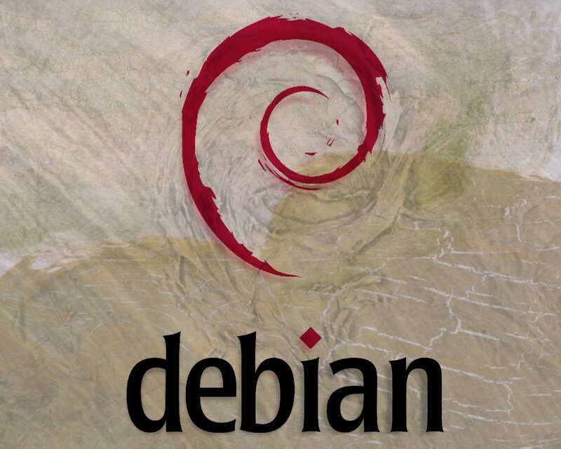Debian logo on textured background