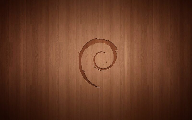 Debian logo on wood