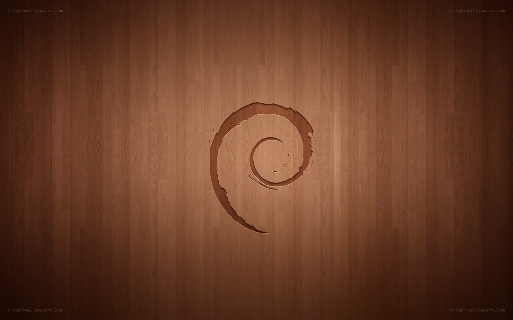 Debian logo on wood