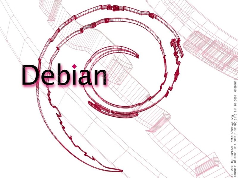 Debian logo with architectural design