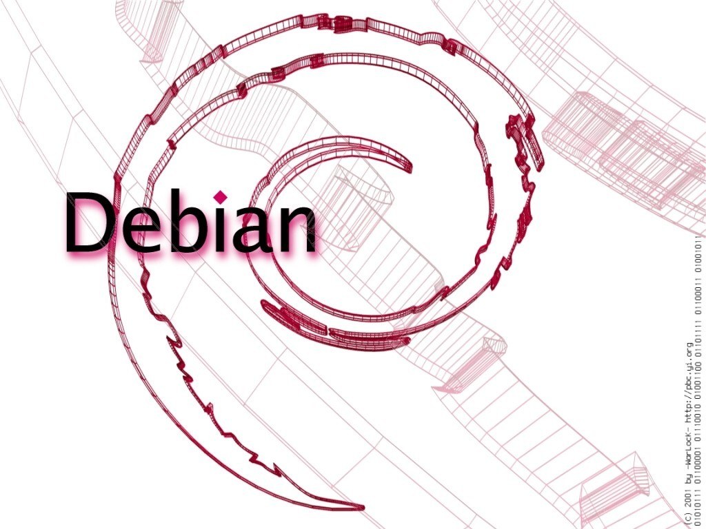 Debian logo with architectural design
