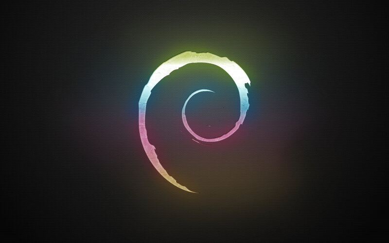Debian logo with colorful glow