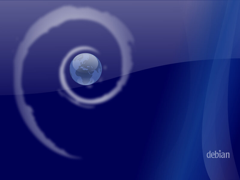 Debian logo with globe