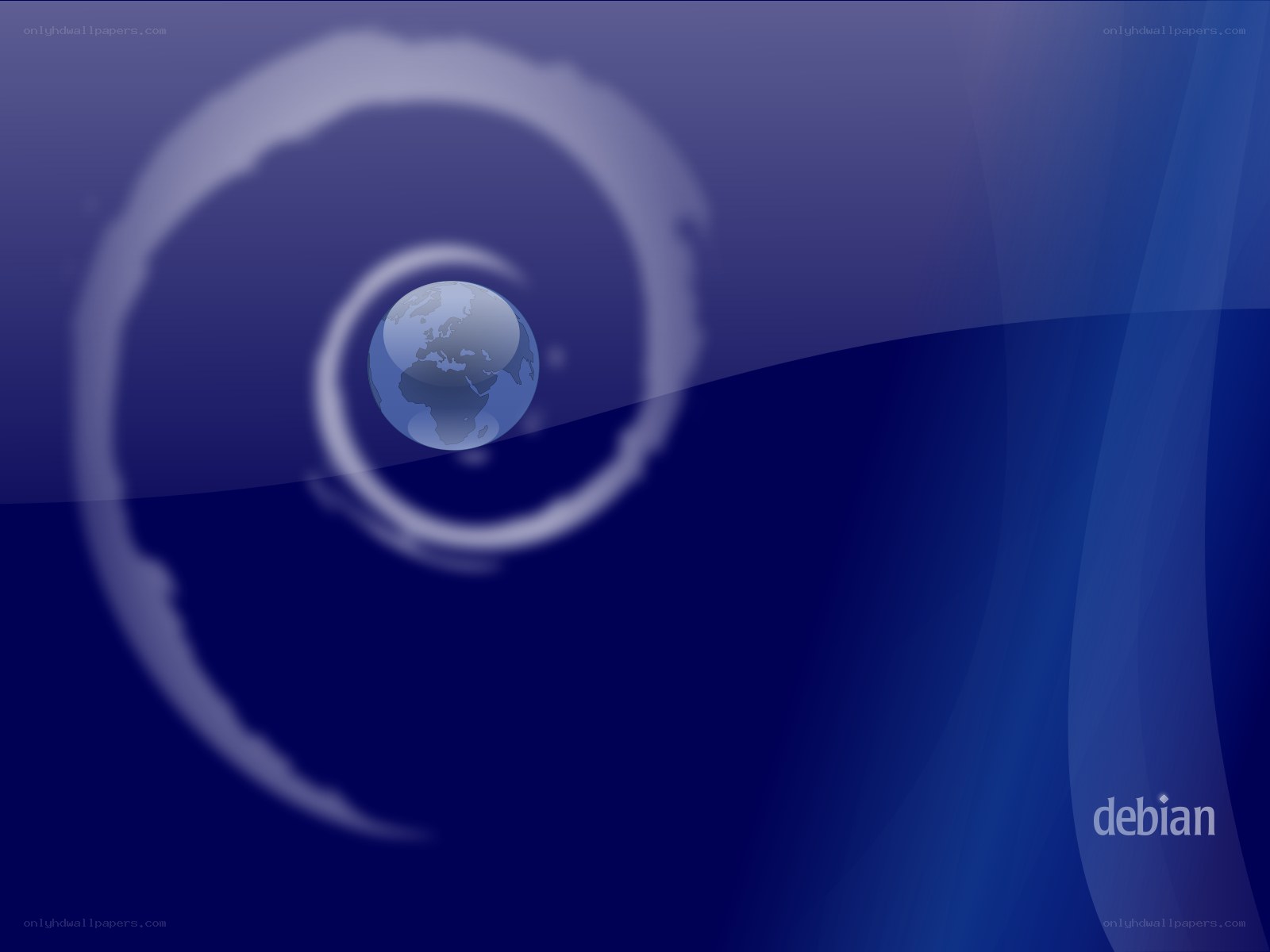 Debian logo with globe