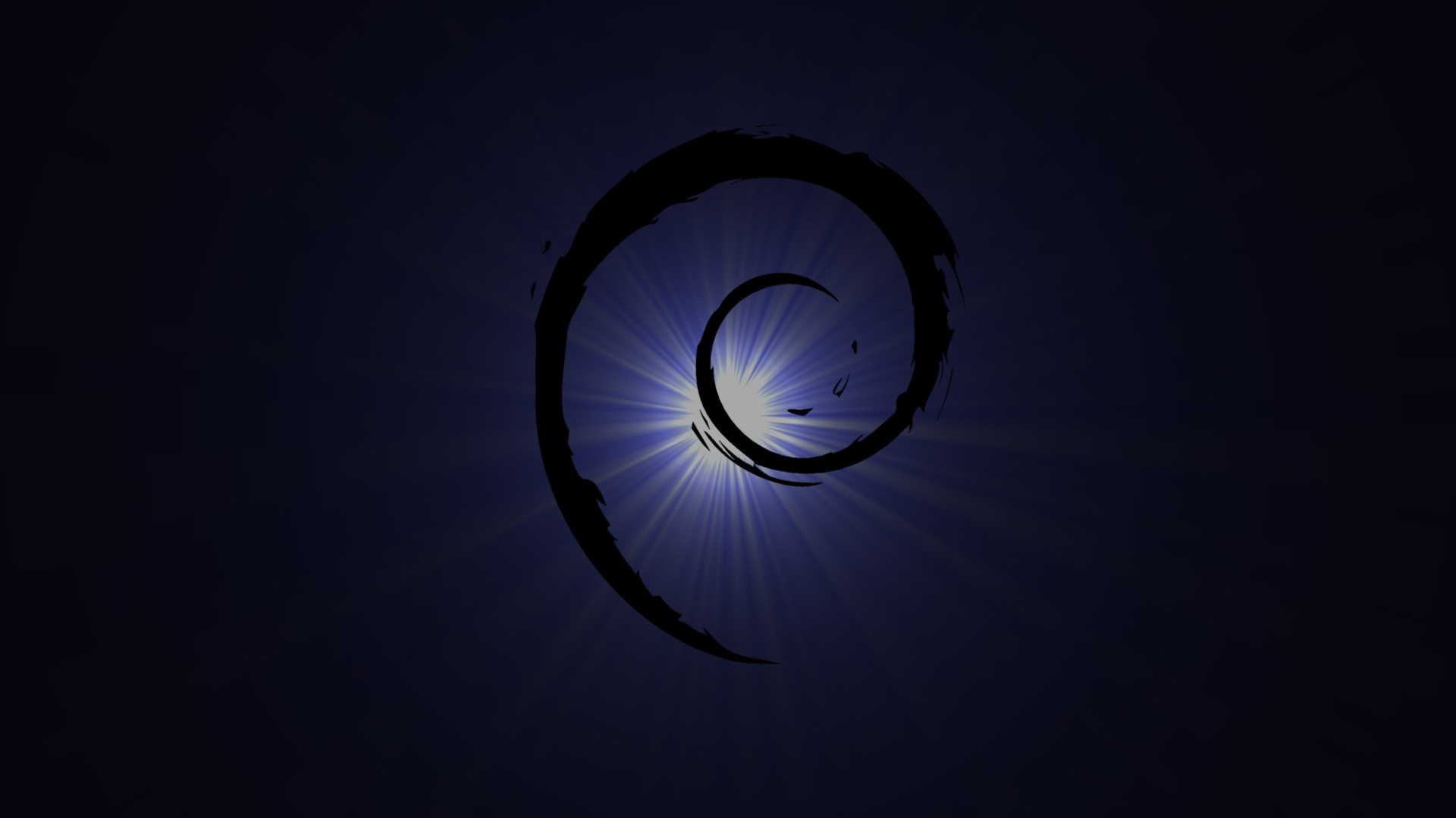 Debian logo with light rays