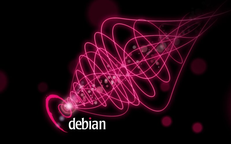 Debian Logo with Pink Lines