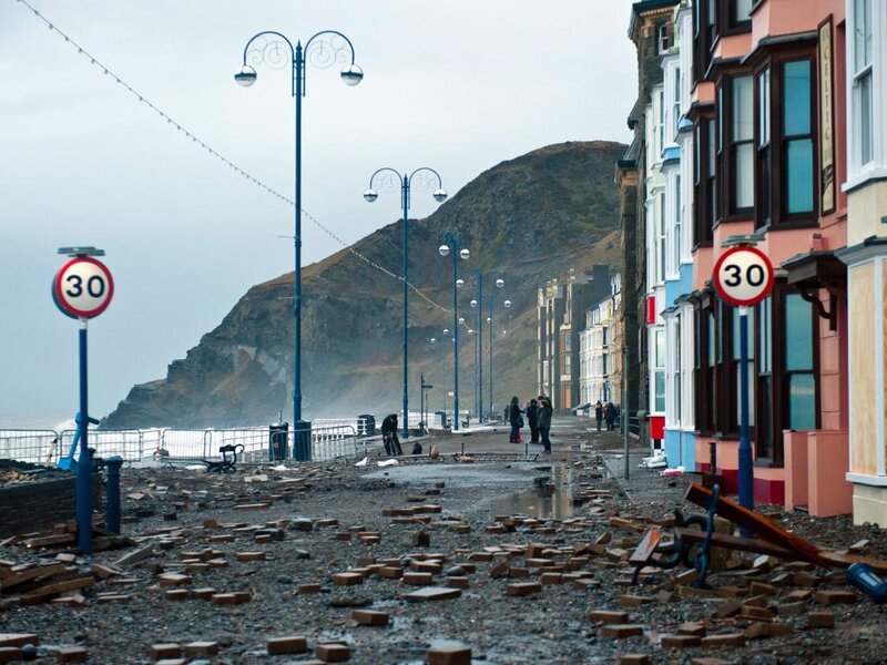 Debris on Seaside Promenade